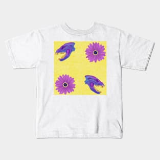 Diaphonized Hyena Skull Floral Yellow Kids T-Shirt